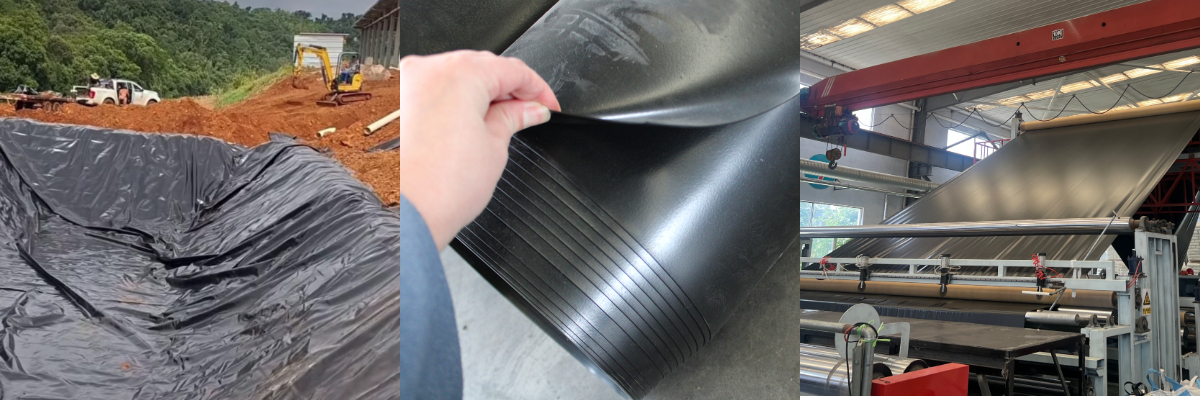 แผ่นกันน้ำ HDPE Geomembrane หนา 1 มม.