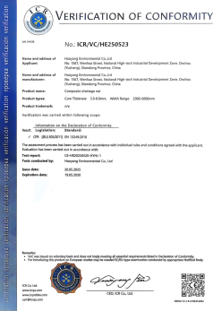 Haoyang Composite drainage net CE Certificate