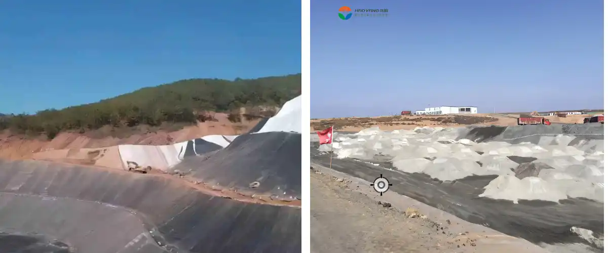 1mm Black Composite Geomembrane para sa Ultrafine Fly Ash Solid Waste Disposal Project