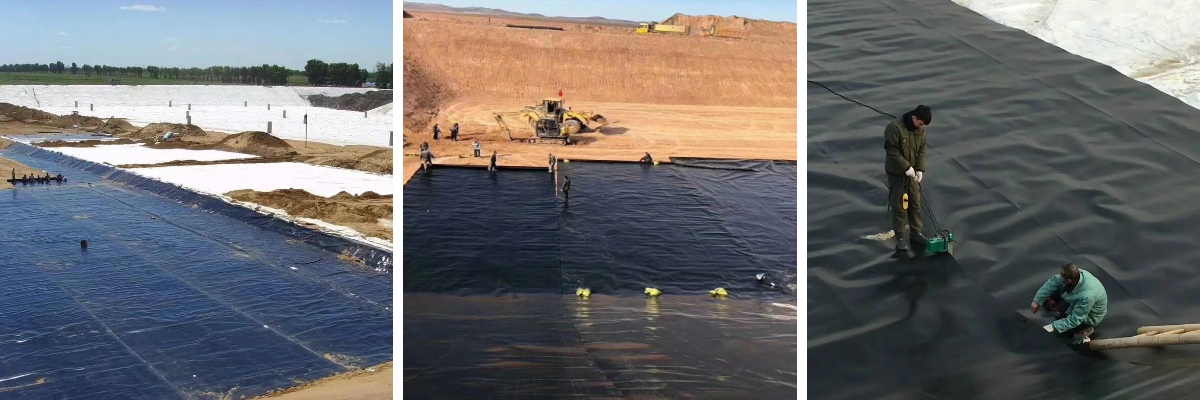 غشاء أرضي من البولي إيثيلين عالي الكثافة (HDPE) لمنحدرات مكبات النفايات.jpg